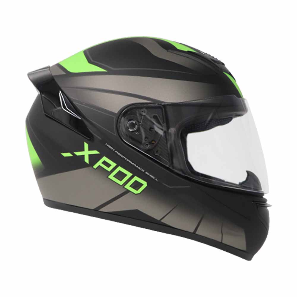 TVS XPOD Aerodynamic Helmet for Men- ISI & DOT Certified, Ultrawide Visor, Quick Release Strap – Premium Bike Helmet with Enhanced Air Circulation (Neon Green Dual Tone)