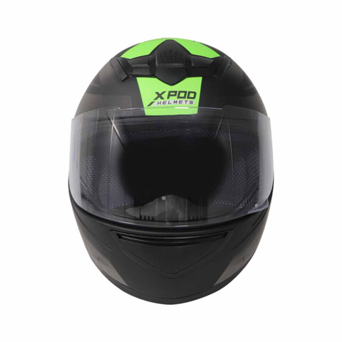 TVS XPOD Aerodynamic Helmet for Men- ISI Certified, Ultrawide Visor, Quick Release Strap – Premium Bike Helmet with Enhanced Air Circulation (Neon Green Dual Tone)