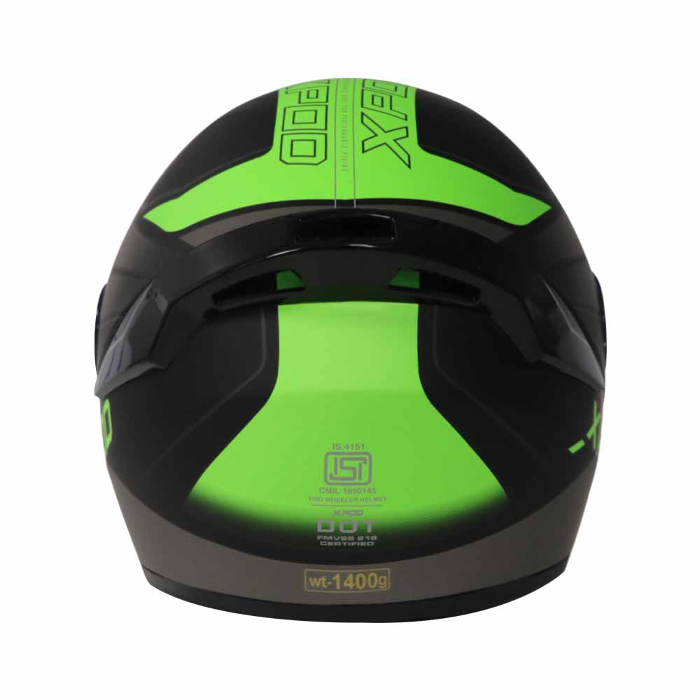 TVS XPOD Aerodynamic Helmet for Men- ISI & DOT Certified, Ultrawide Visor, Quick Release Strap – Premium Bike Helmet with Enhanced Air Circulation (Neon Green Dual Tone)