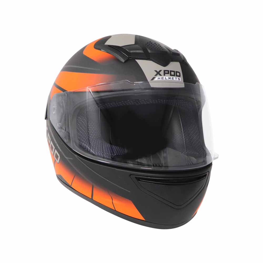 TVS XPOD Aerodynamic Helmet for Men- ISI & DOT Certified, Ultrawide Visor, Quick Release Strap – Premium Bike Helmet with Enhanced Air Circulation (Orange Grey Dual Tone)