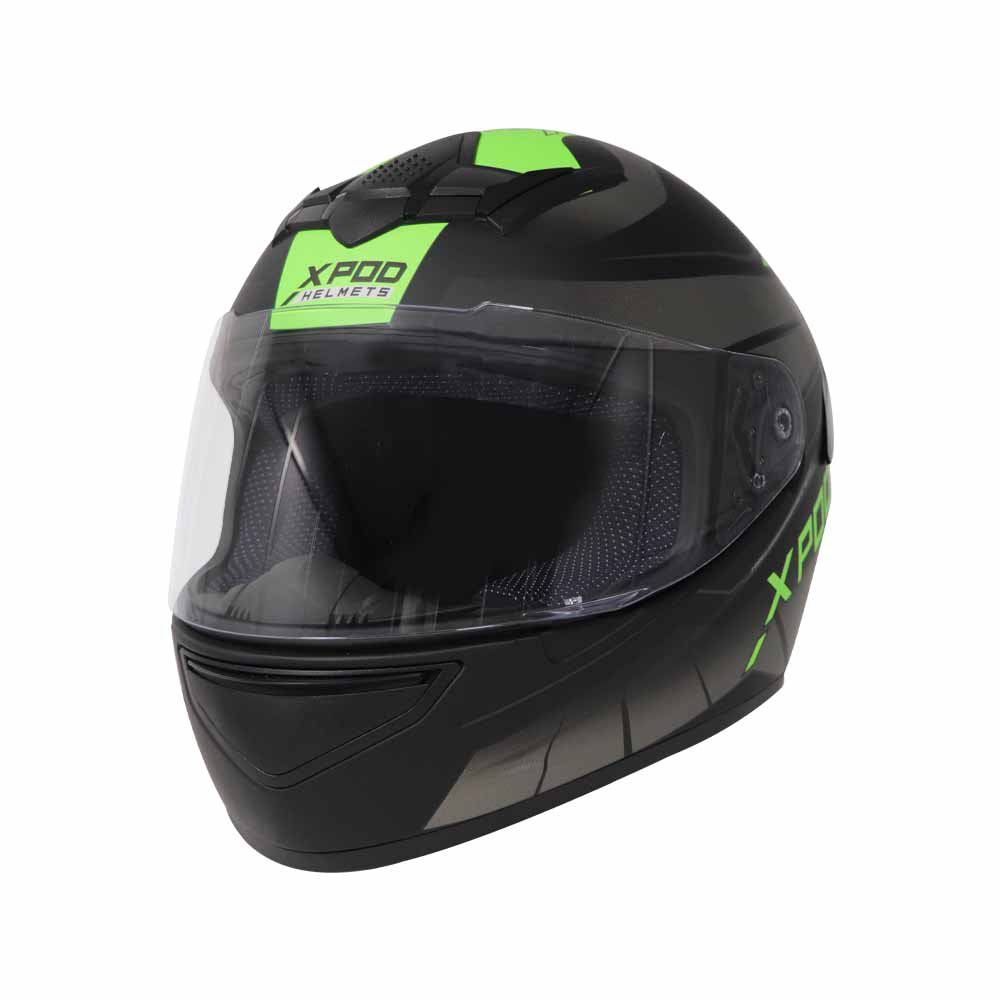  TVS XPOD Aerodynamic Helmet for Men- ISI Certified, Ultrawide Visor, Quick Release Strap – Premium Bike Helmet with Enhanced Air Circulation (Neon Grey Dual Tone)