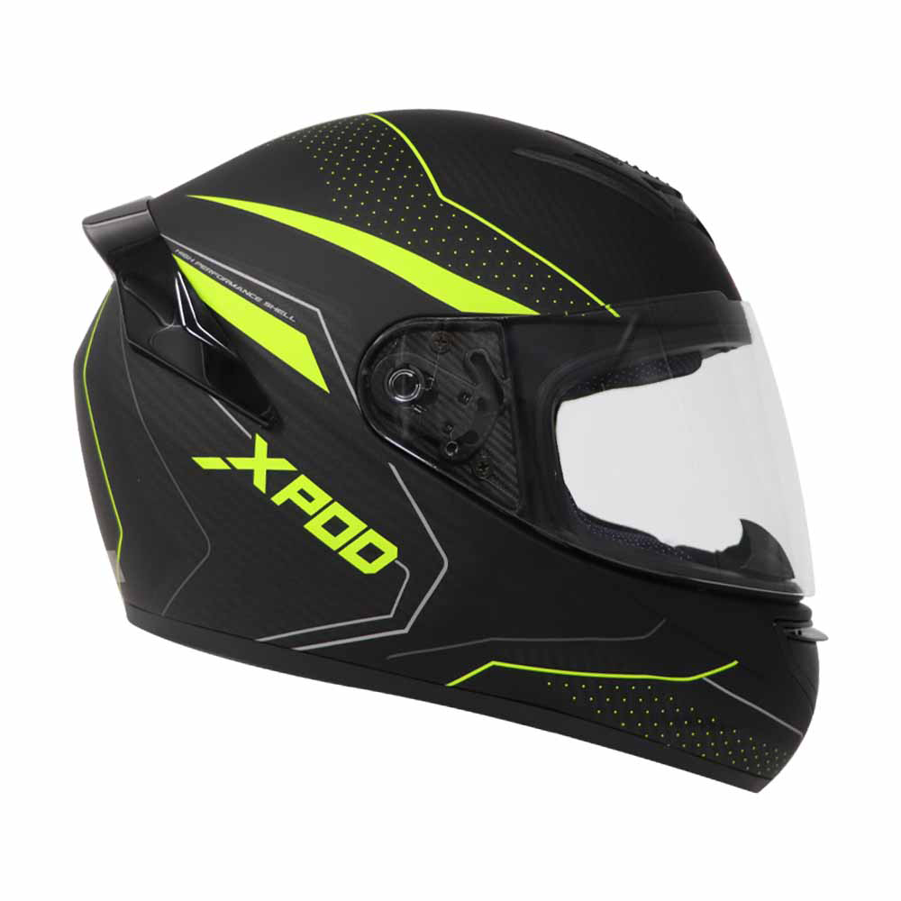 TVS XPOD Blistering Black Helmet - Neon Line, Bold Protection