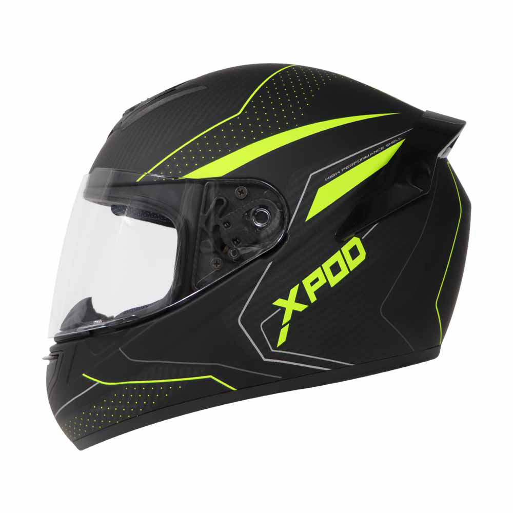 TVS XPOD Blistering Black Helmet - Neon Line, Bold Protection