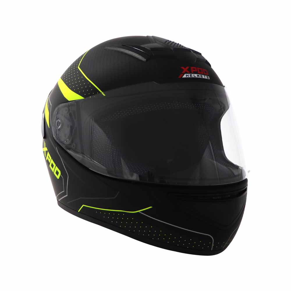 TVS XPOD Blistering Black Helmet - Neon Line, Bold Protection