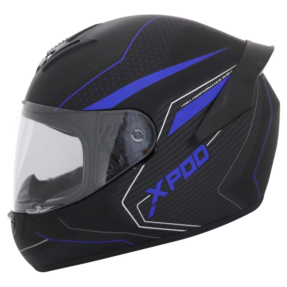 TVS XPOD Aerodynamic Helmet for Men- ISI & DOT Certified, Ultrawide Visor, Quick Release Strap – Premium Bike Helmet with Enhanced Air Circulation (Blistering Black & Blue)