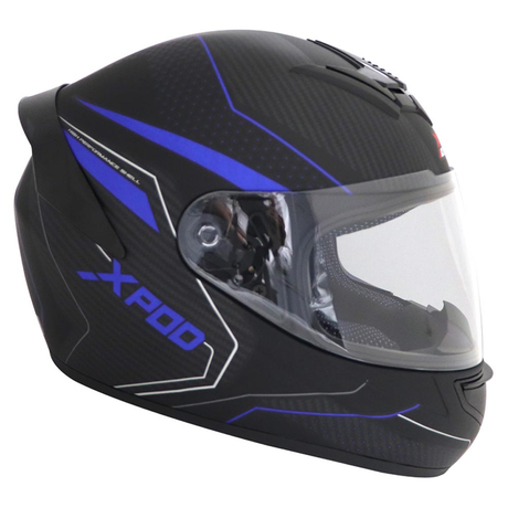 TVS XPOD Aerodynamic Helmet for Men- ISI & DOT Certified, Ultrawide Visor, Quick Release Strap – Premium Bike Helmet with Enhanced Air Circulation (Blistering Black & Blue)