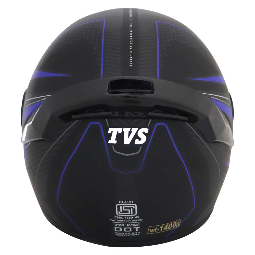 TVS XPOD Aerodynamic Helmet for Men- ISI & DOT Certified, Ultrawide Visor, Quick Release Strap – Premium Bike Helmet with Enhanced Air Circulation (Blistering Black & Blue)