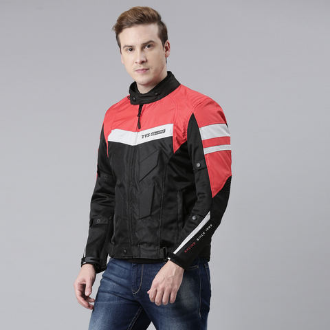 TVS Racing Aegis 3-Layer Riding Jacket for Men- All Weather Adaptability, CE Level 2 Armour Protection-Premium Bike Jackets for Bikers (Red)