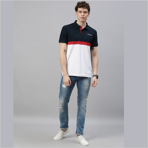 TVS Racing Polo T Shirt Polyester Blue White (Blue White)