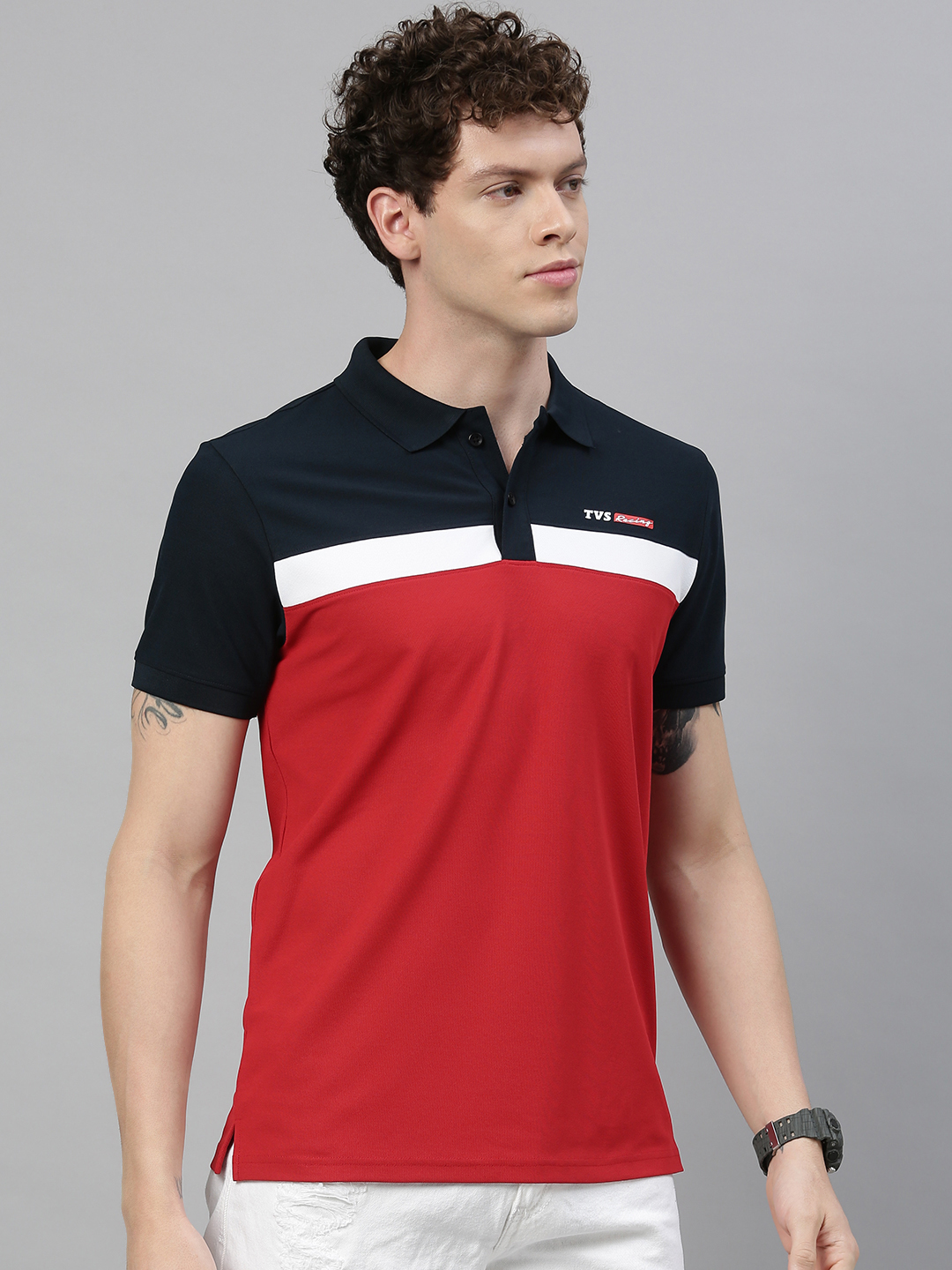 TVS Racing Polo T Shirt Polyester Blue Red (Blue Red) Online at Best ...