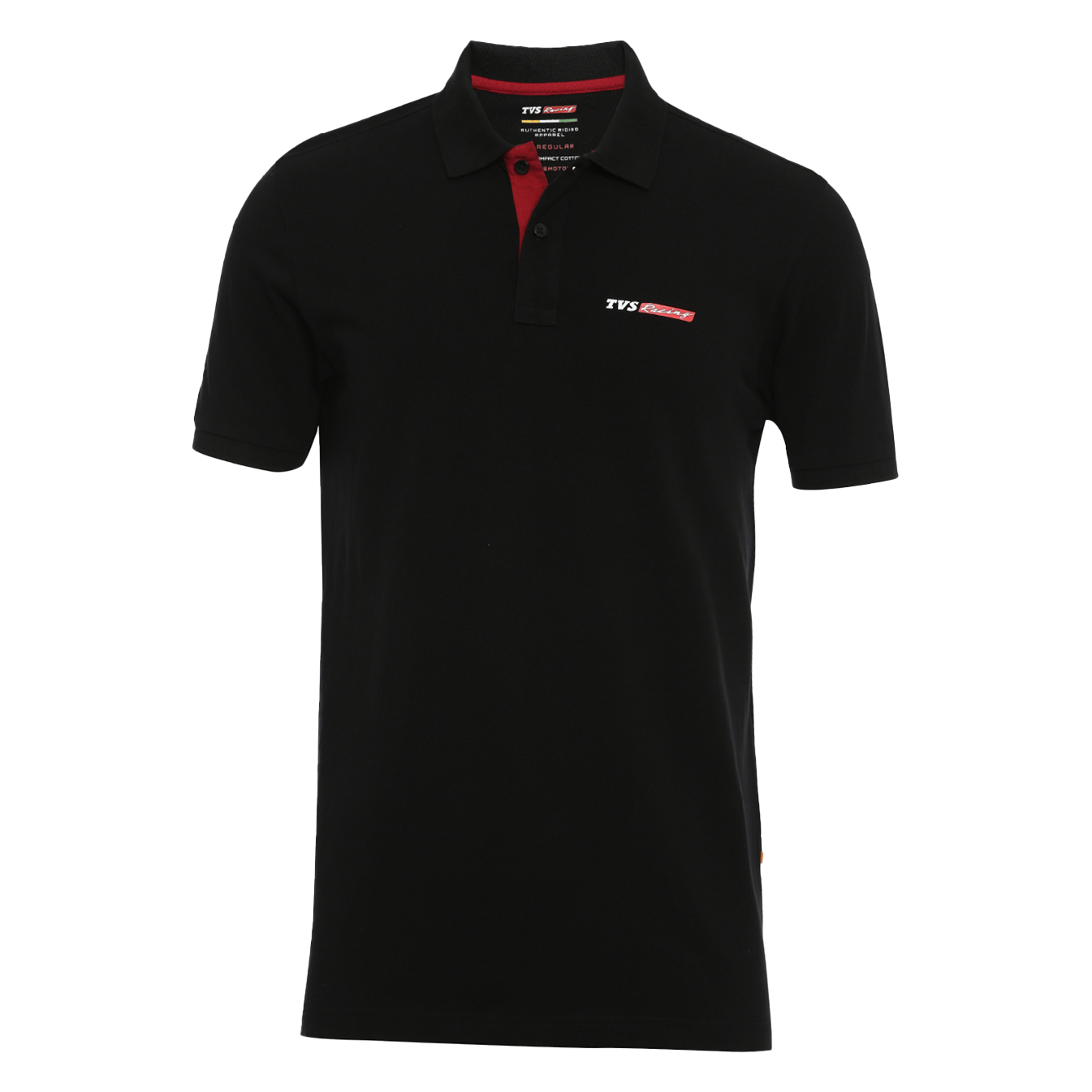 TVS Racing Polo Neck Cotton T Shirt, Color: Black