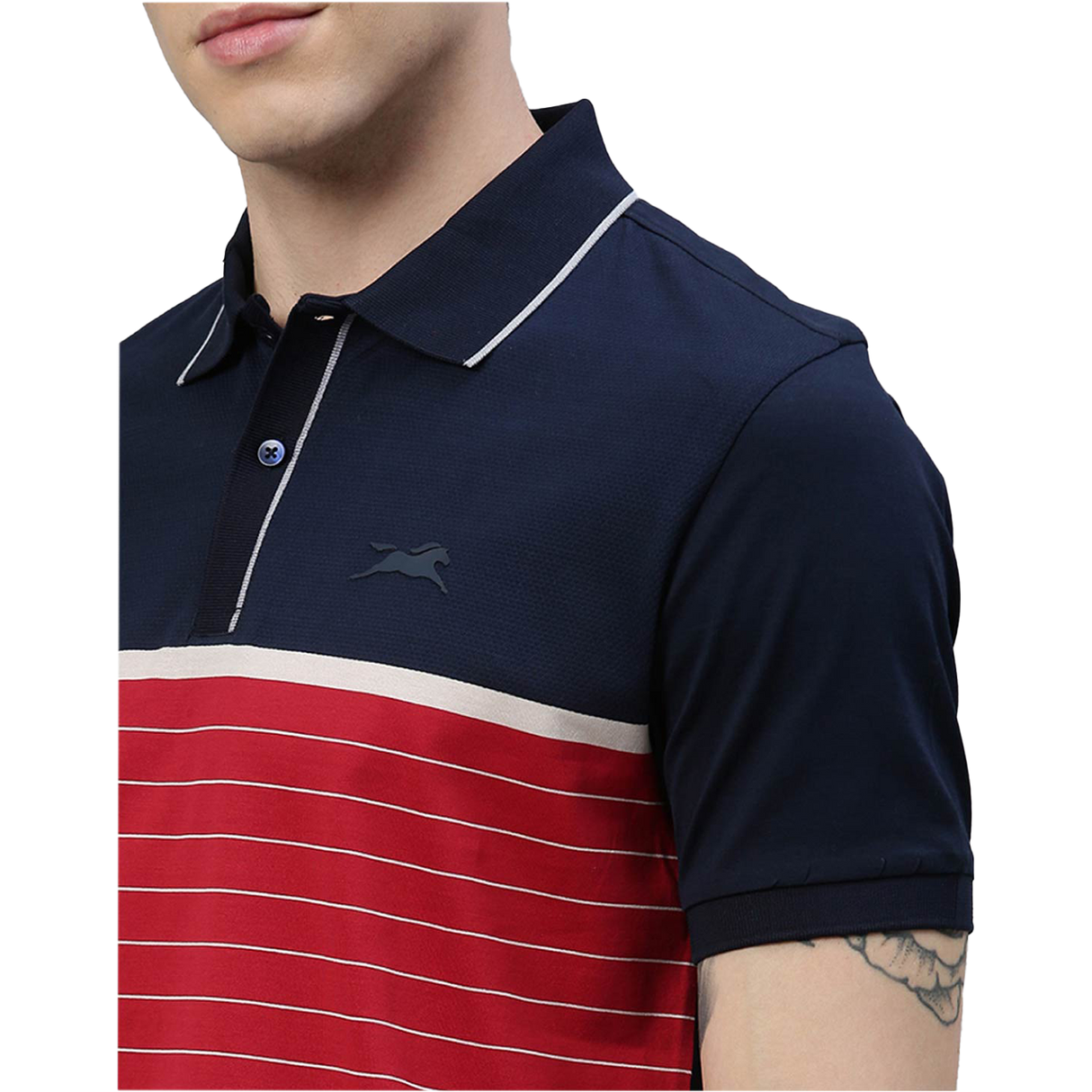 TVS Racing Polo T Shirt Cotton Red Blue (Red Blue)