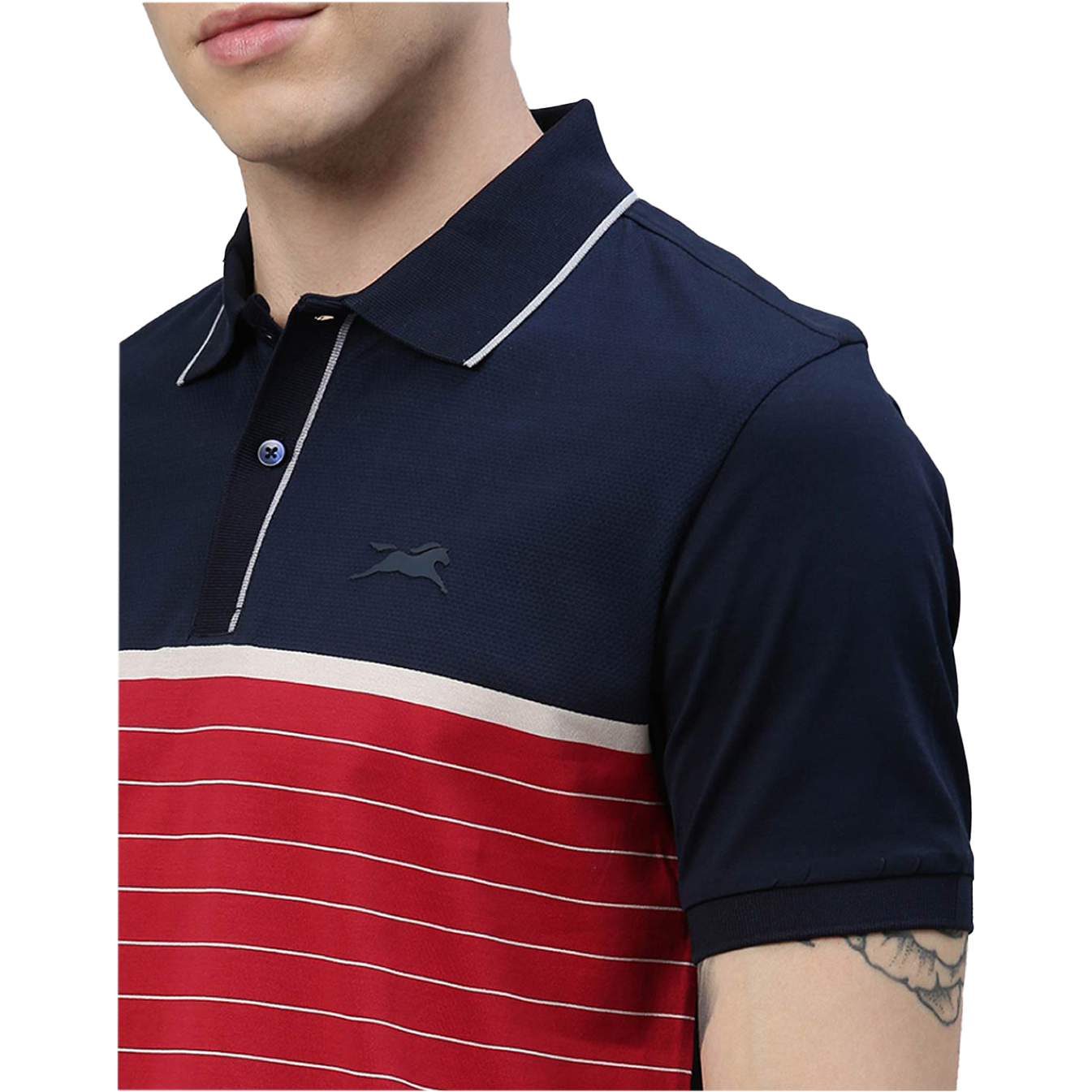 TVS Racing Polo T Shirt Cotton Red Blue (Red Blue)