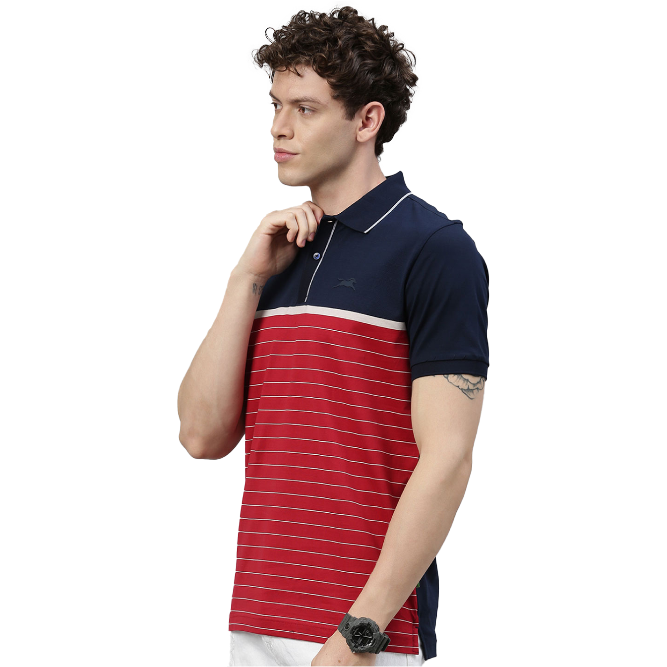 TVS Racing Polo T Shirt Cotton Red Blue (Red Blue)