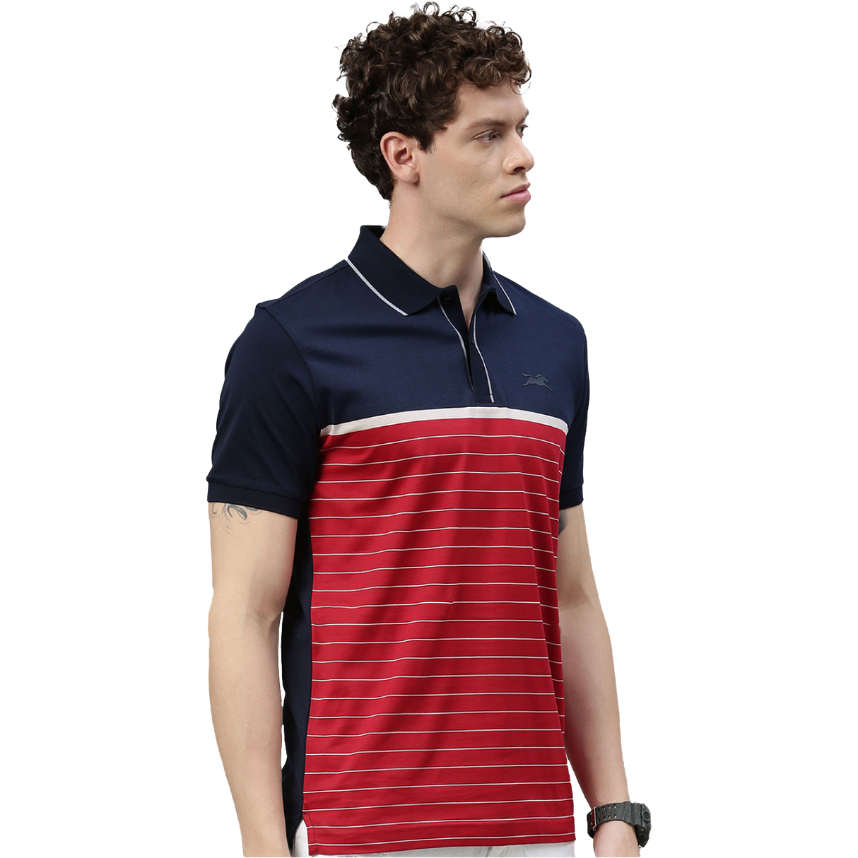 TVS Racing Polo T Shirt Cotton Red Blue (Red Blue)