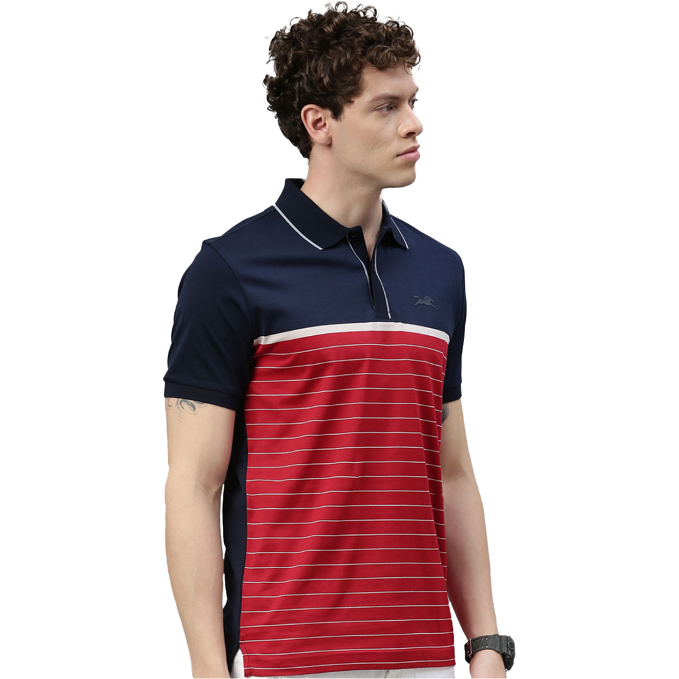 TVS Racing Polo T Shirt Cotton Red Blue (Red Blue)