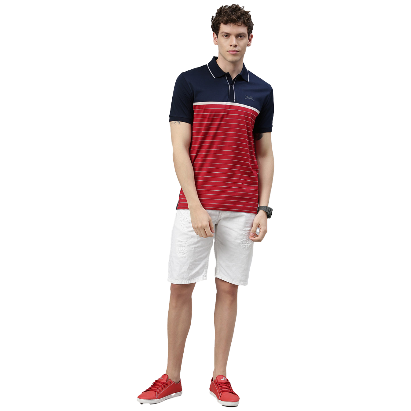 TVS Racing Polo T Shirt Cotton Red Blue (Red Blue)