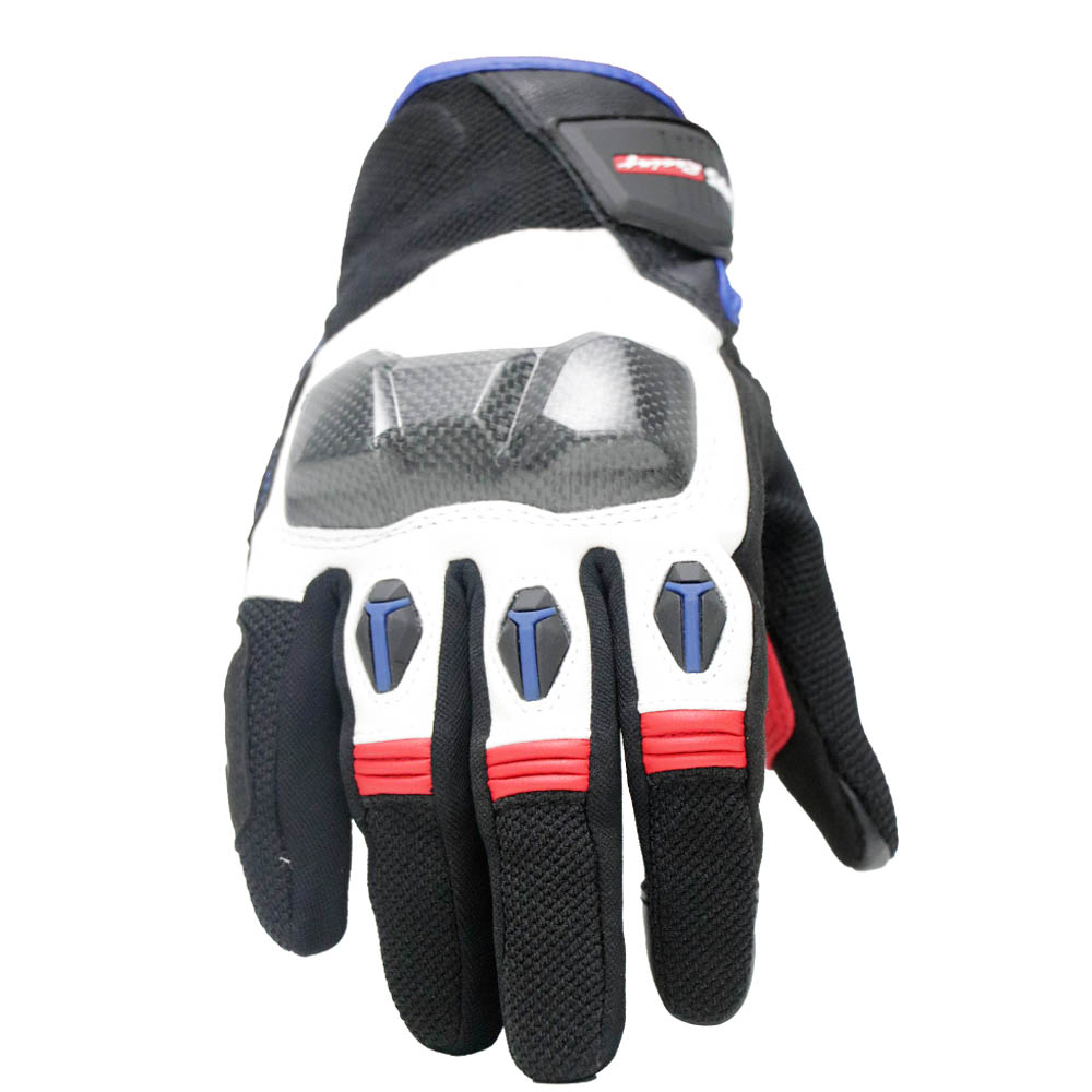  TVS Racing City Riding Gloves for Men – Hard SONIC Protected, Touch Screen Compatible, & Visor Wiper Fingertips – Premium Bike Gloves for Riding Comfort (Blue/Red)